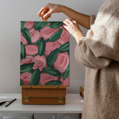 Pink Roses Painted Artistic Canvas Print