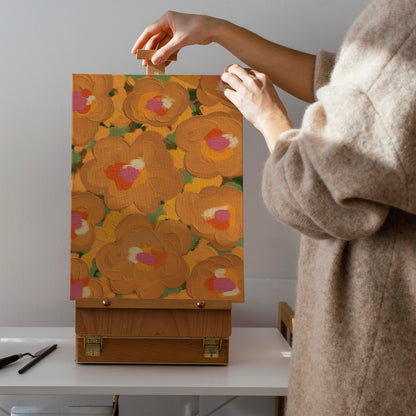 Retro Orange Yellow Flowers Canvas Print