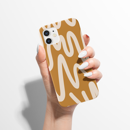 Mustard Abstract Line Art iPhone Case