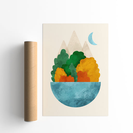 Mountains & Forest Illustration Poster