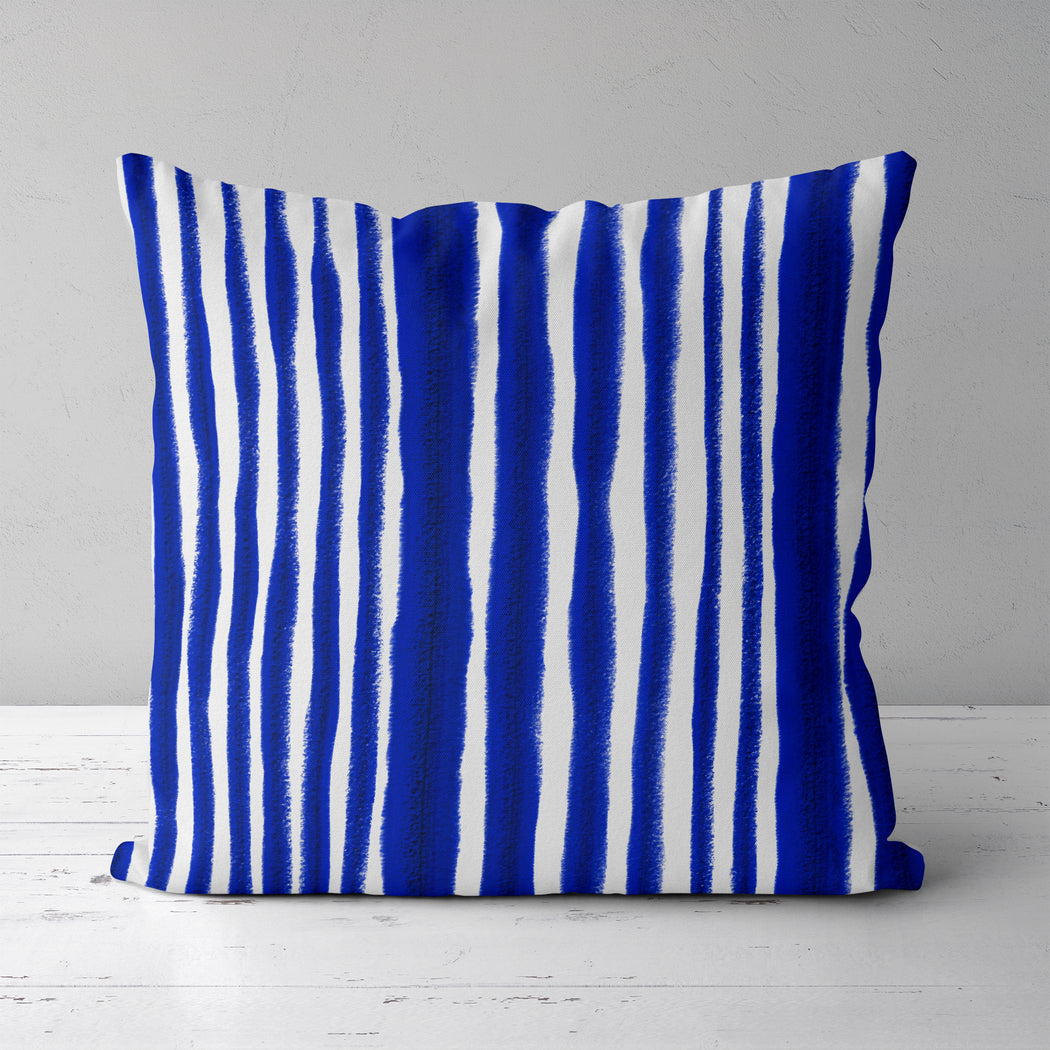 Greek Blue and White Striped Pillow
