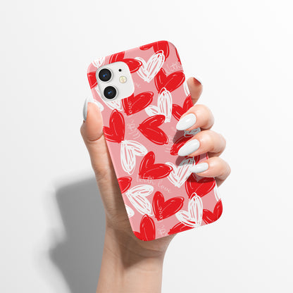 Red Heart Love Pattern iPhone Case