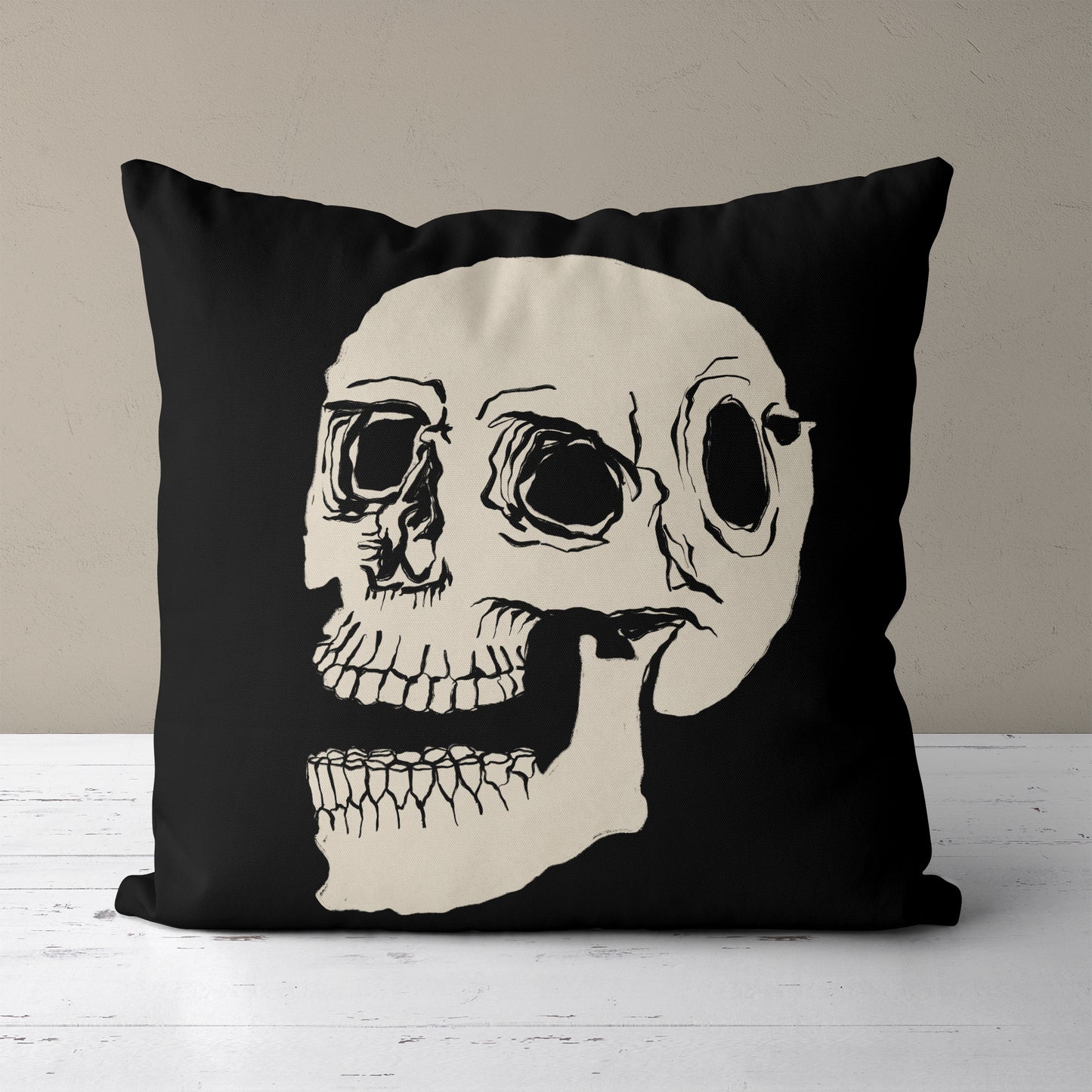 Skull Hamlet Black Throw Pillow