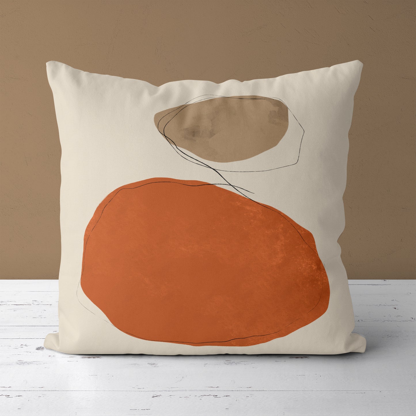 Boho Painted Japandi Shapes Throw Pillow