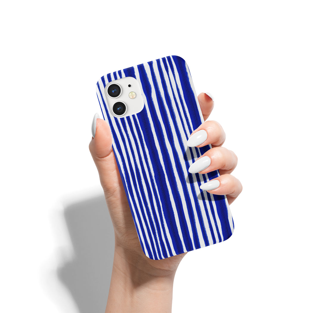 Blue Greek Striped Pattern iPhone Case