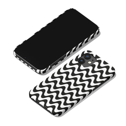 Black and White Wavy Abstract iPhone Case