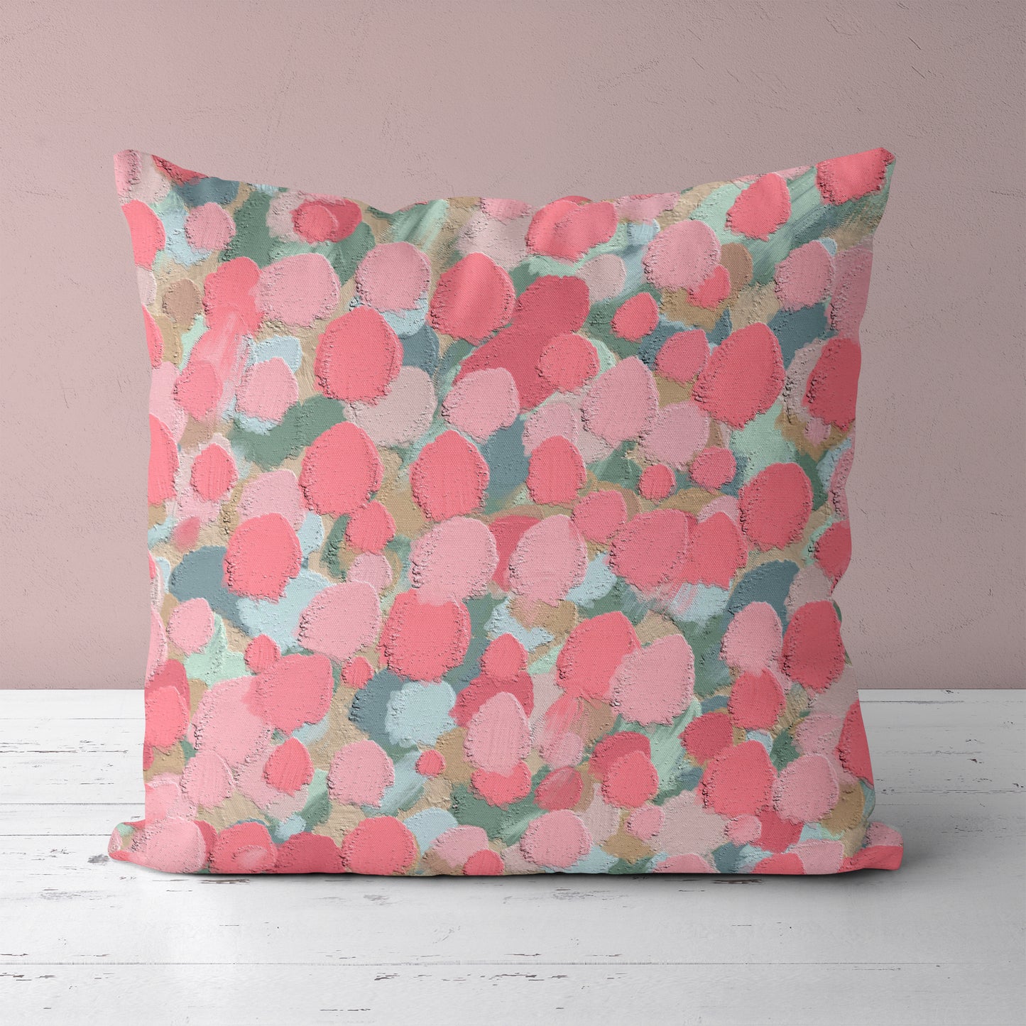 Pink Acrylic Abstract Painting Throw Pillow