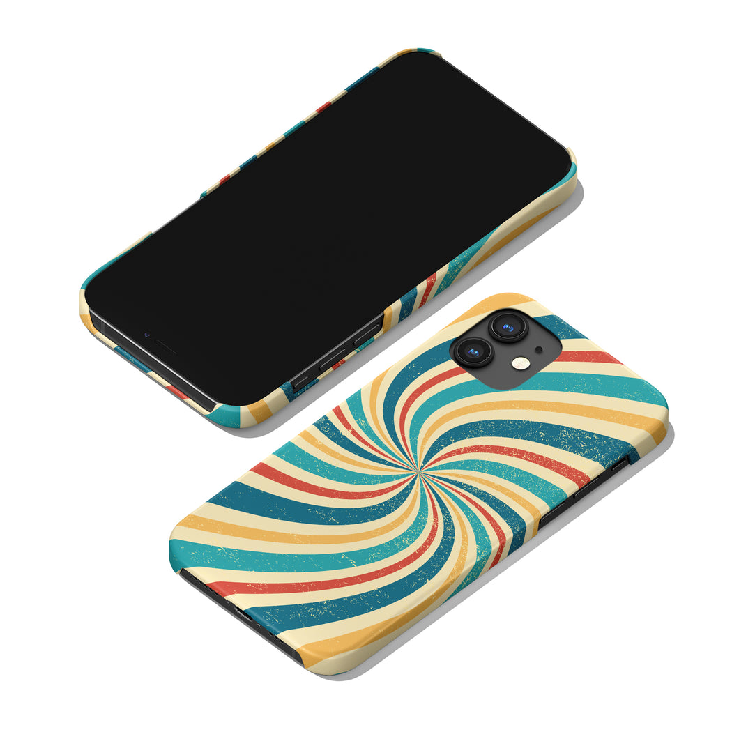 Blue Swirl Retro Abstract Pattern iPhone Case
