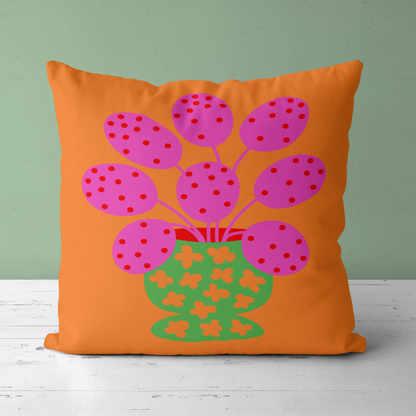 Orange&Pink Flowers Throw Pillow