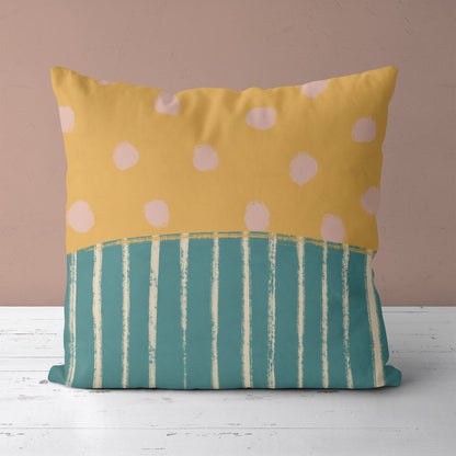 Retro Yellow Pattern Throw Pillow