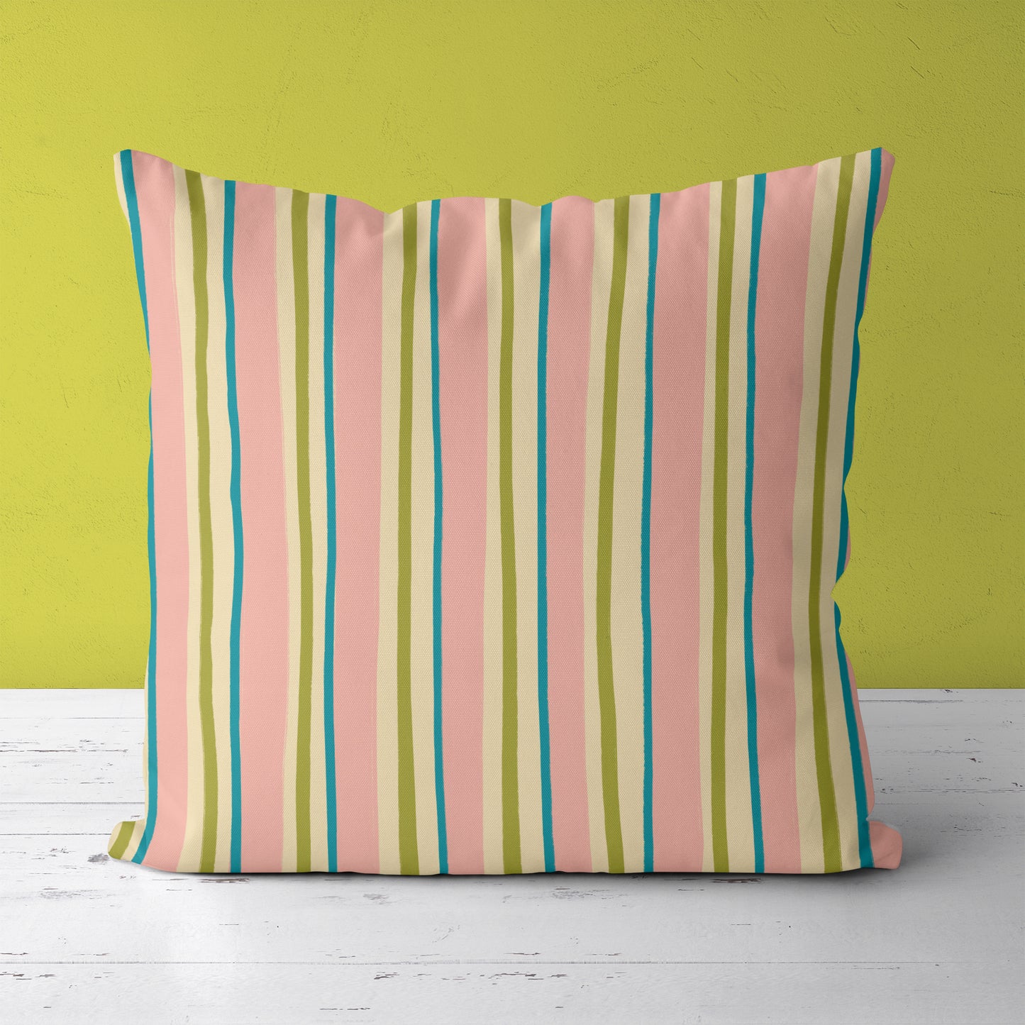 Colorful Retro Striped Pattern Throw Pillow
