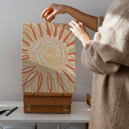 Abstract Boho Painted Sunflower Canvas Print