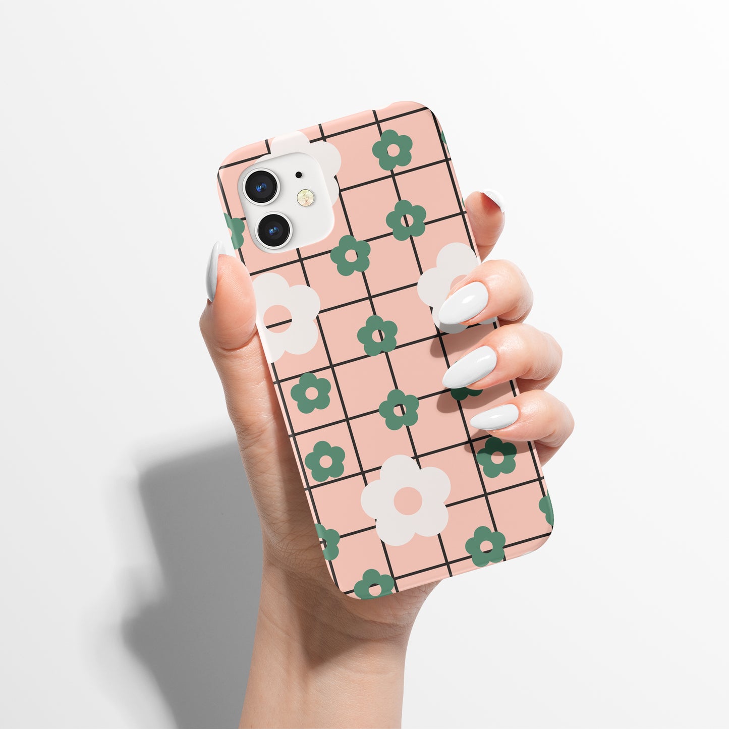 Checkered 60s Flowers iPhone Case