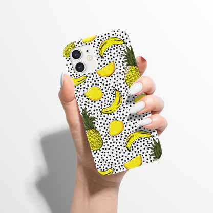 Black Polka Dots with Fruit iPhone Case