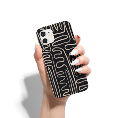 Black iPhone Case with Floral Abstract Art