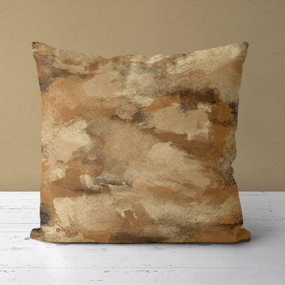 Brown Abstract Painted Pattern Throw Pillow