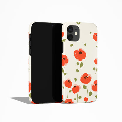 Red Poppies with Beige Background iPhone Case