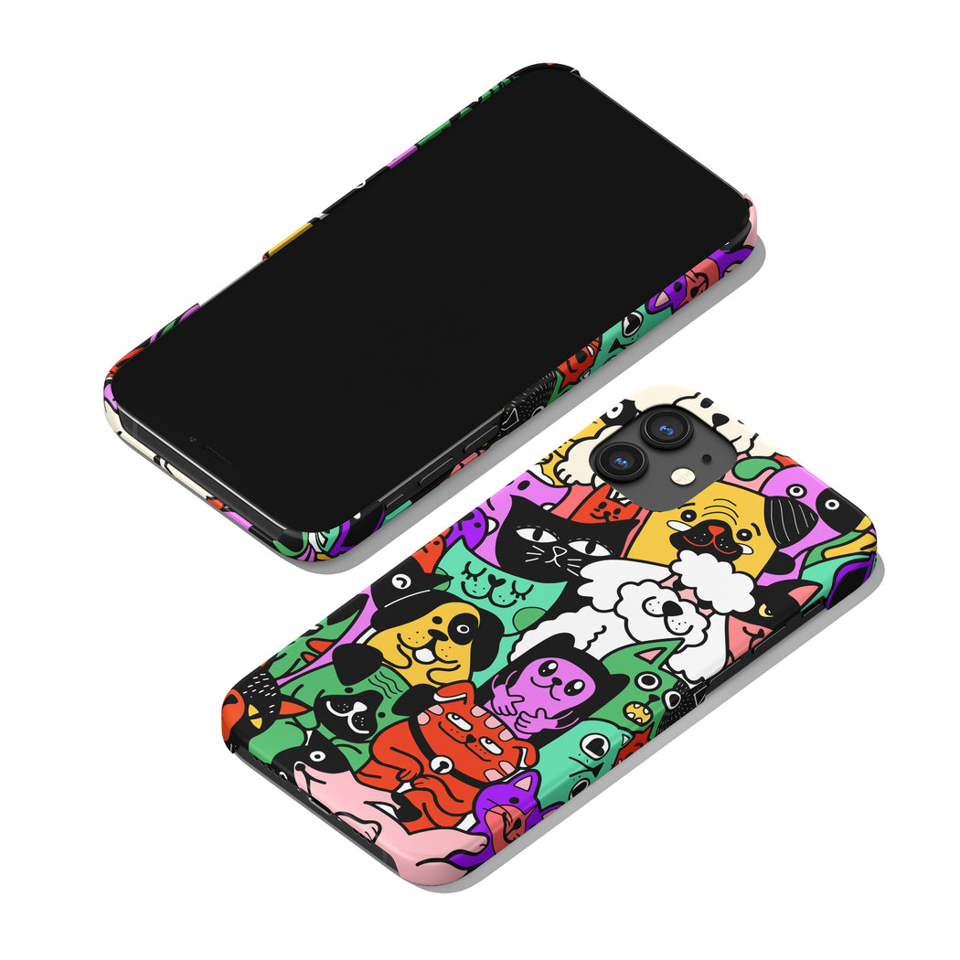 Colorful Funny Animals Cat Dogs iPhone Case