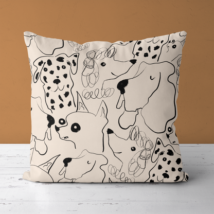 Dog Lovers, Dogs, Line Art, Minimalist Throw Pillow