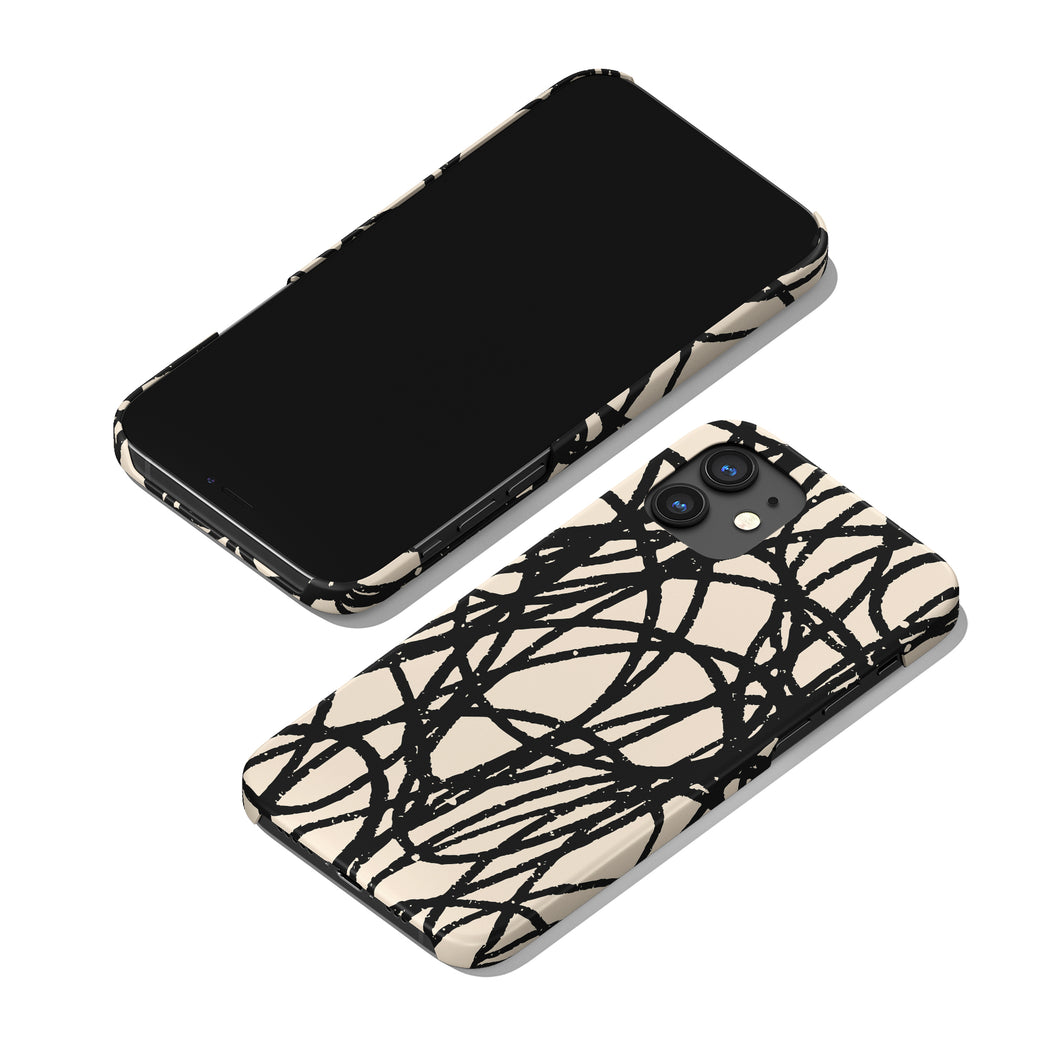 Black Ink Sketches Drawing iPhone Case