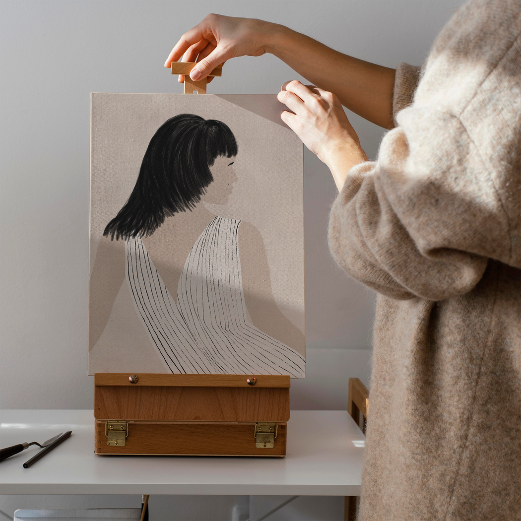 Parisian Chic Sitting Woman Canvas Print