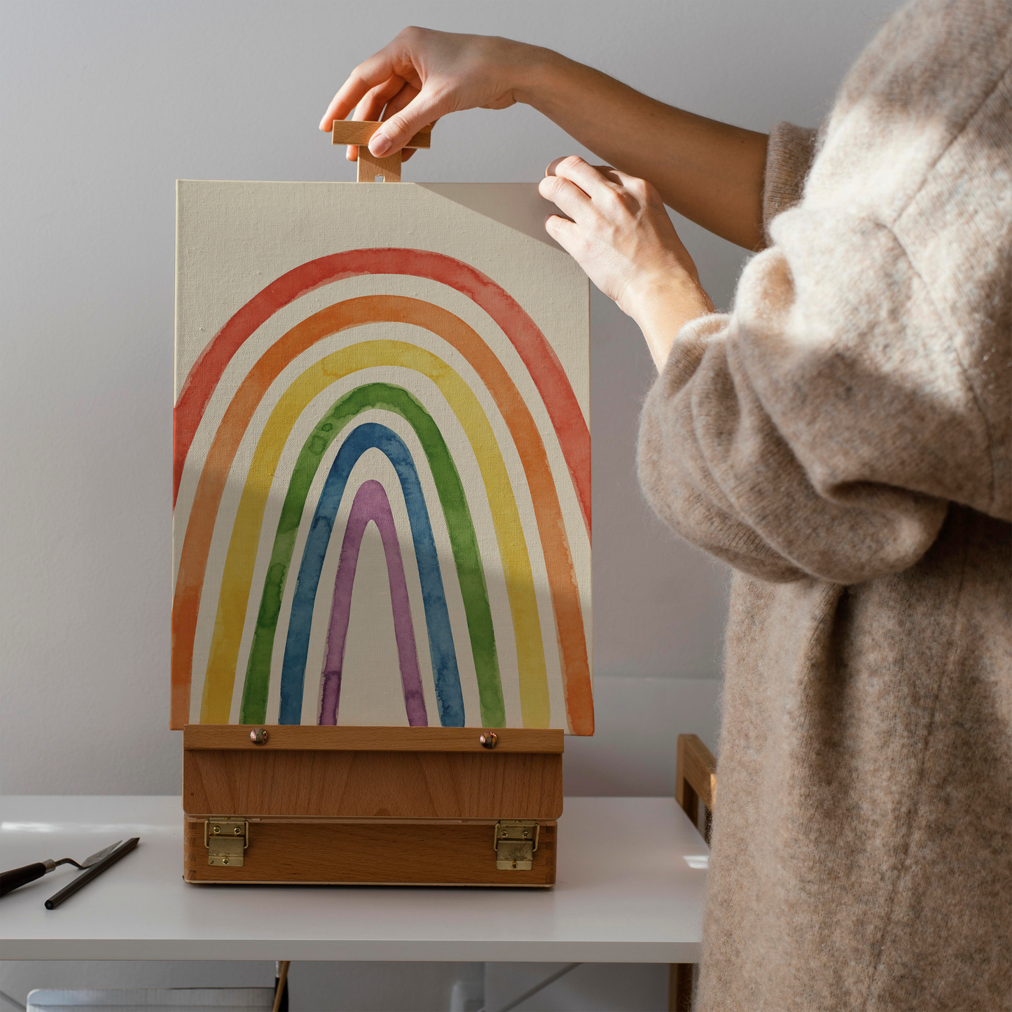 Painted Vintage Rainbow Canvas Print