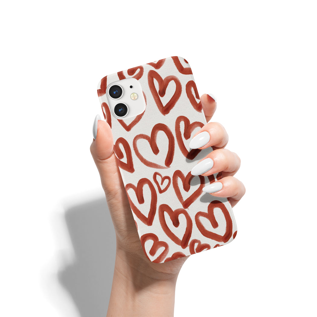 Valentines Painted Hearts Pattern iPhone Case