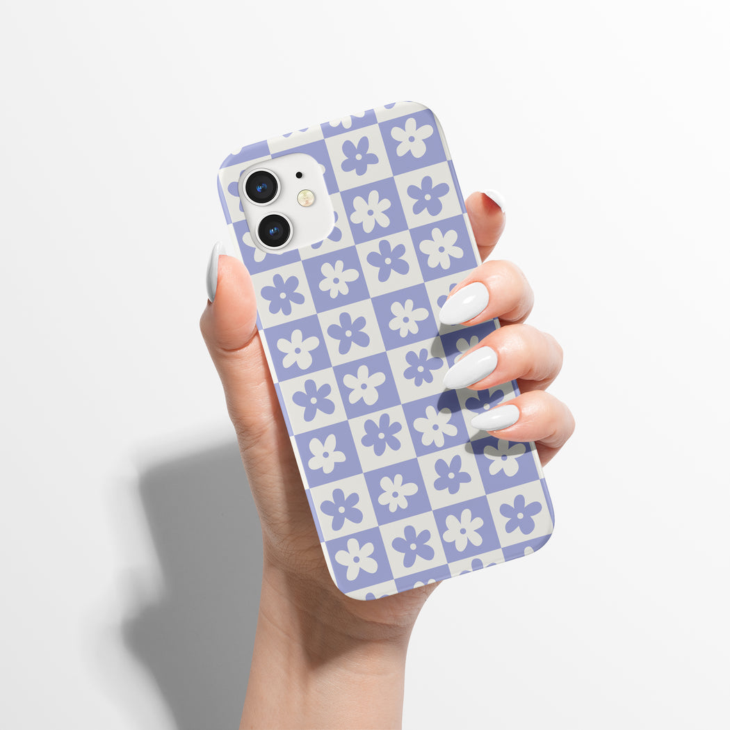 Checkerboard Collage with Flowers iPhone Case