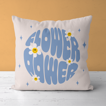 Retro Flower Power Hippie Throw Pillow