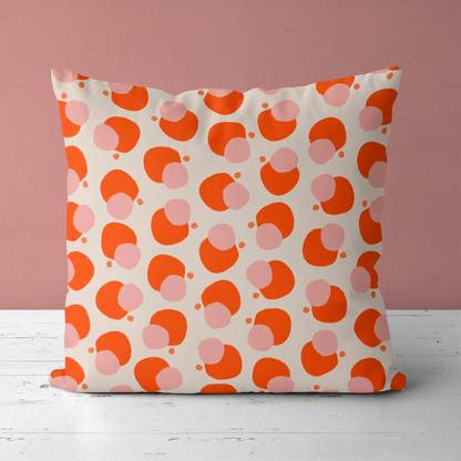 Beige Mid Century Modern Dots Throw Pillow