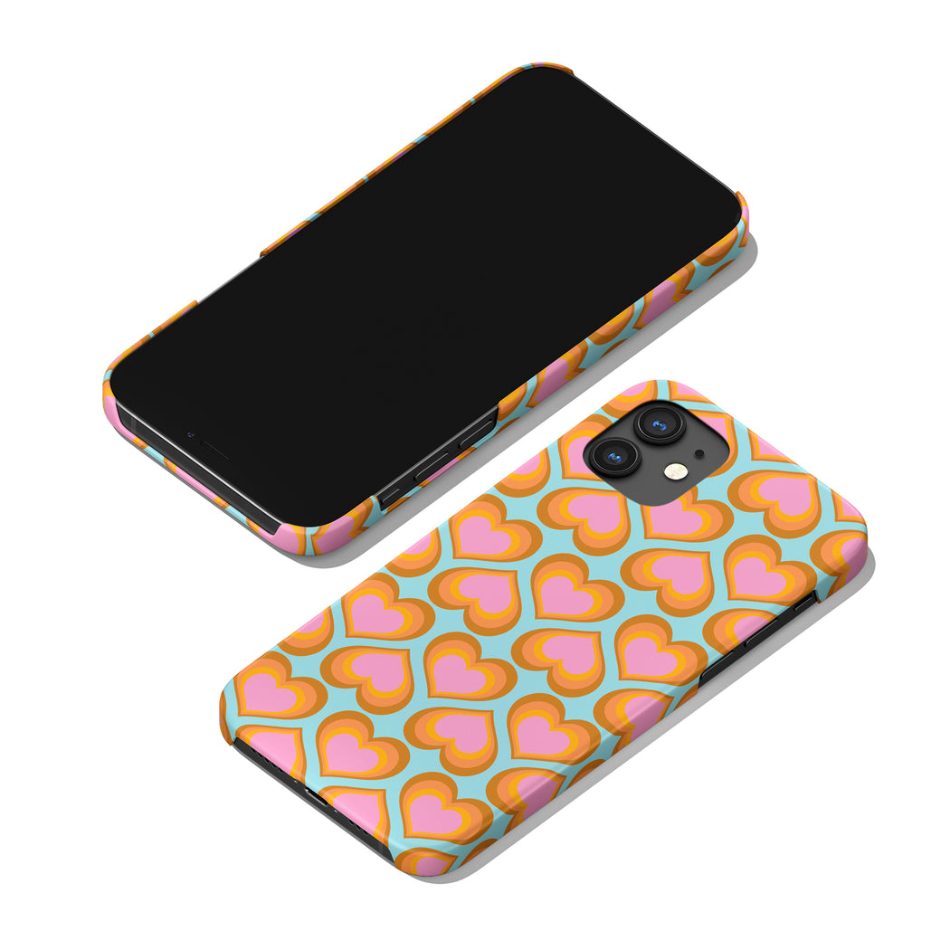 Retro Colorful 60s Heart Pattern iPhone Case