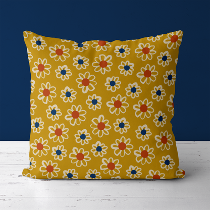 Home Decor Throw Pillow with Retro Flowers