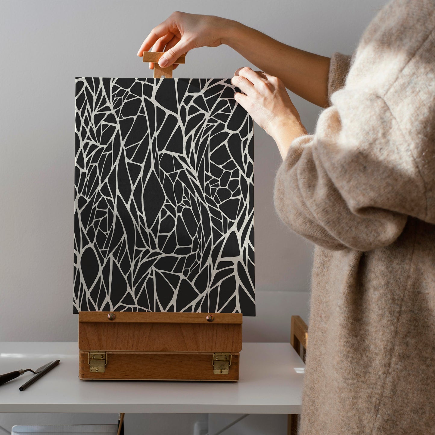 Modern Black Pattern on Canvas Print