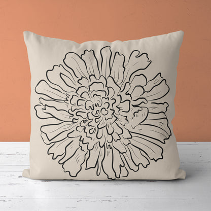 Line Art Flower, Minimalist Throw Pillow