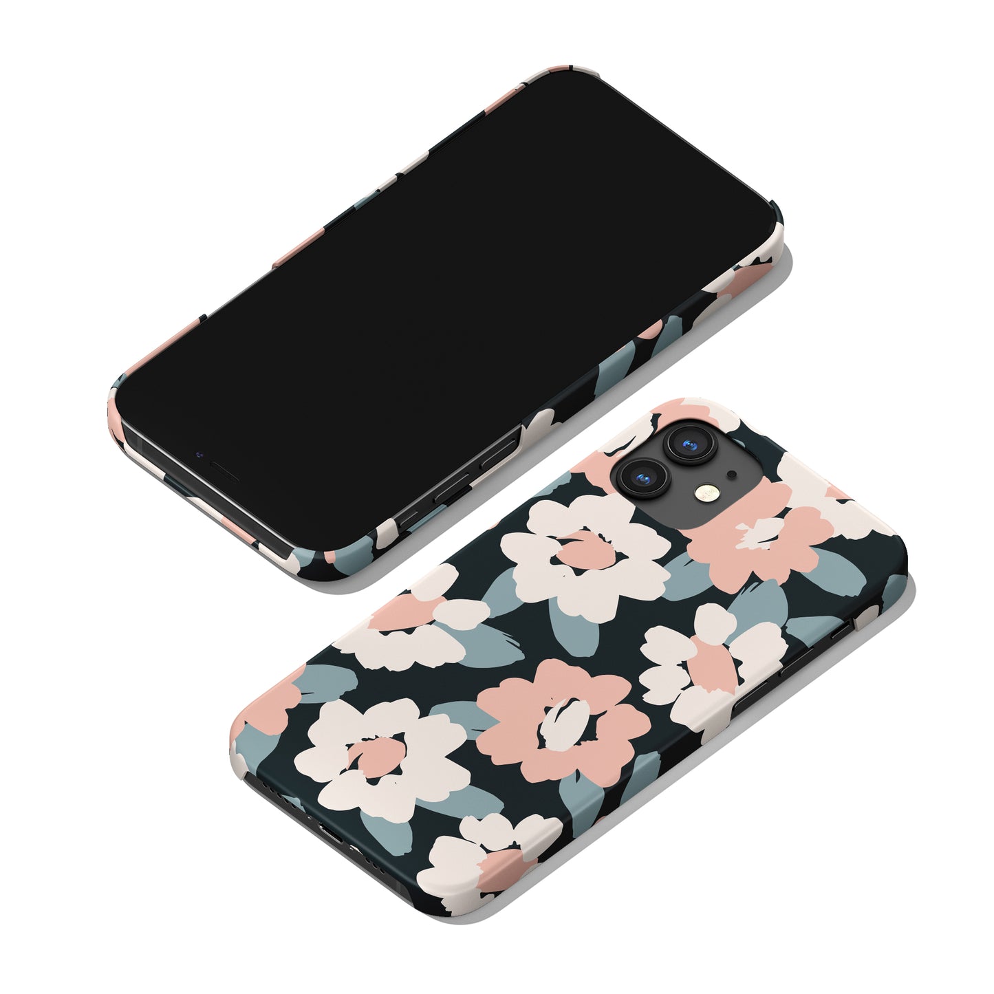 Pink and Blue Floral Pattern iPhone Case