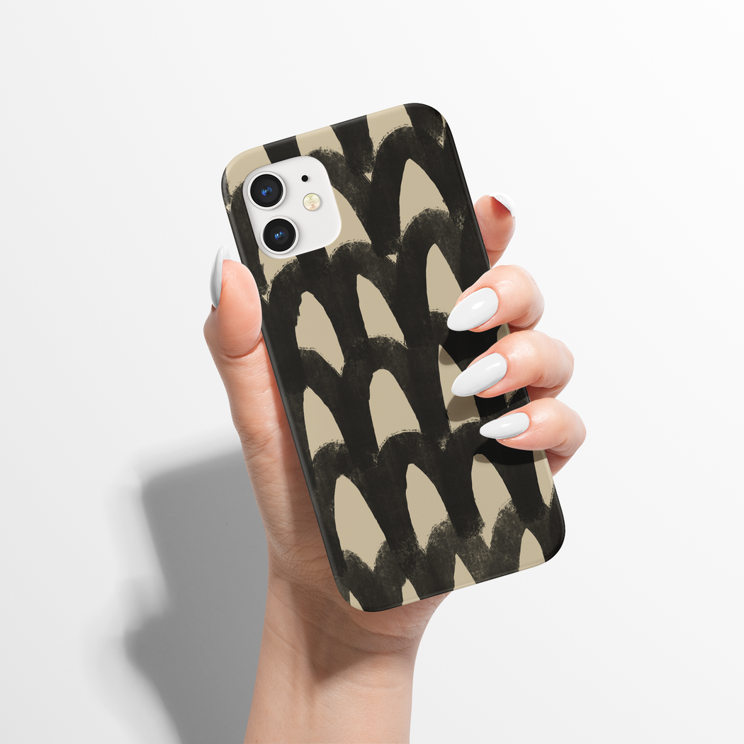 Black Abstract Line Art Painted iPhone Case