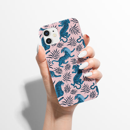 Blue Tigers Big Cats Pattern iPhone Case