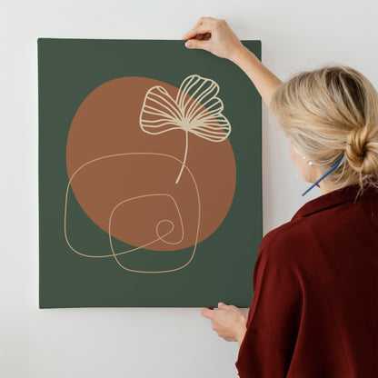 Green Botanical Line Art Canvas Print