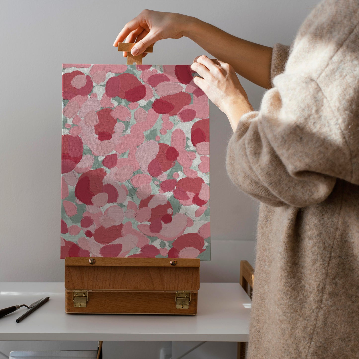 Hand Painted Pink Abstract Botanical Canvas Print