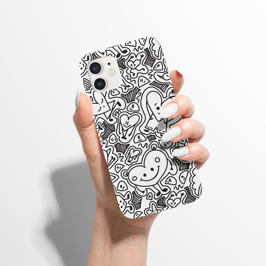 Black and White Doodles iPhone Case