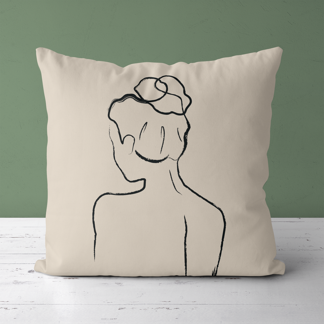 Minimalist Line Art Woman Throw Pillow
