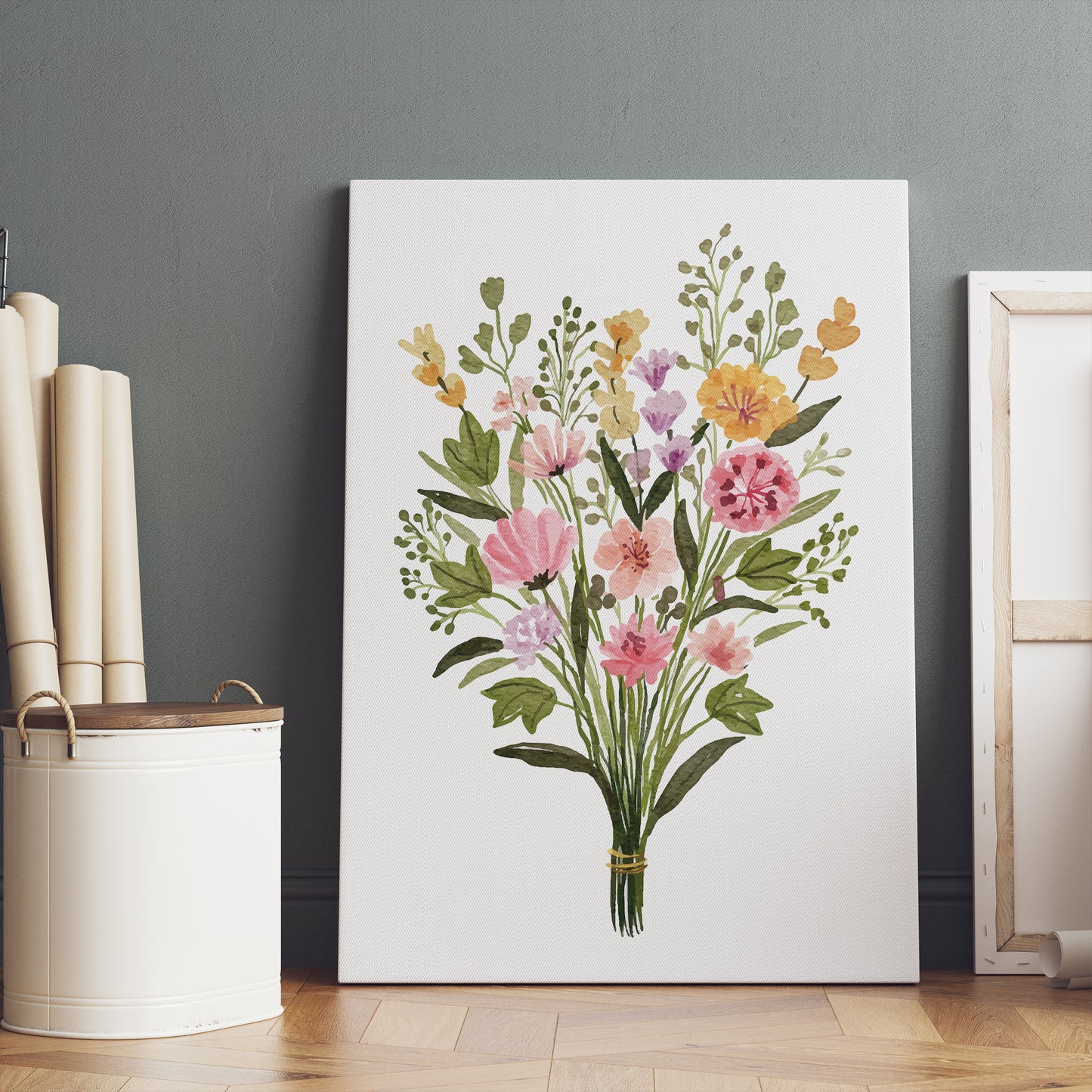 Green Flower Bouquet Canvas Print