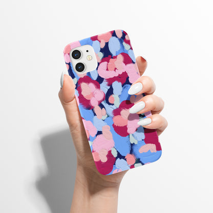 Painted Blue Abstract Floral iPhone Case