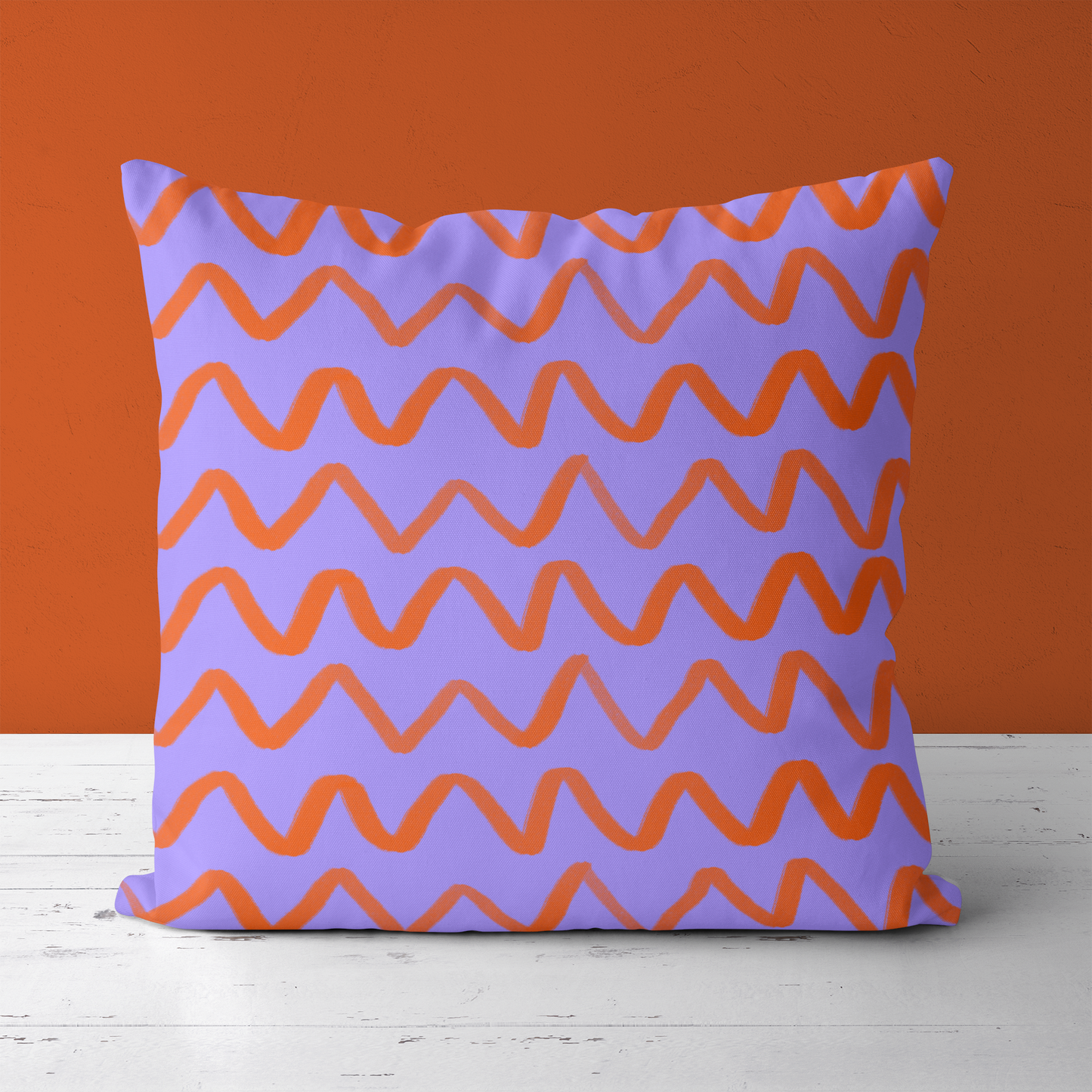 Violet and Orange Zig Zag Throw Pillow