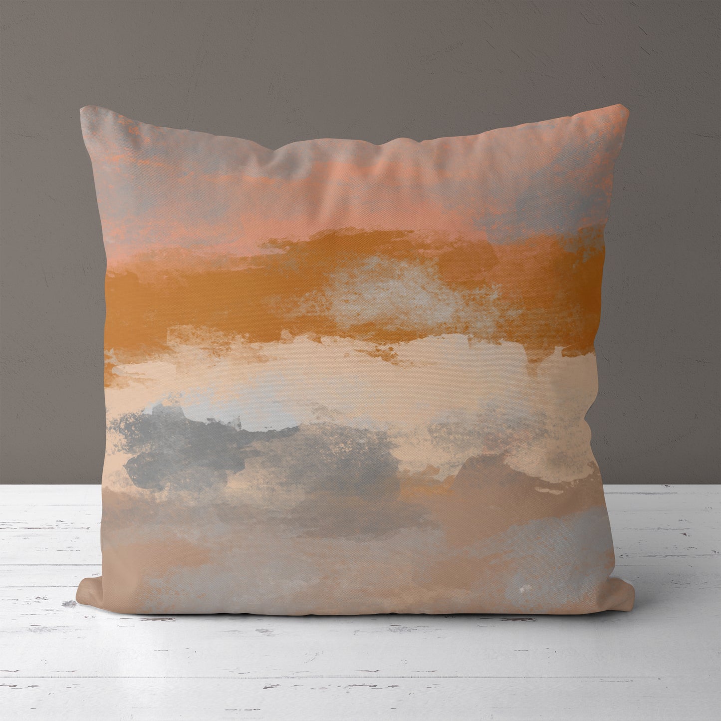 Throw Pillow with Abstract Handdrawn Sunset