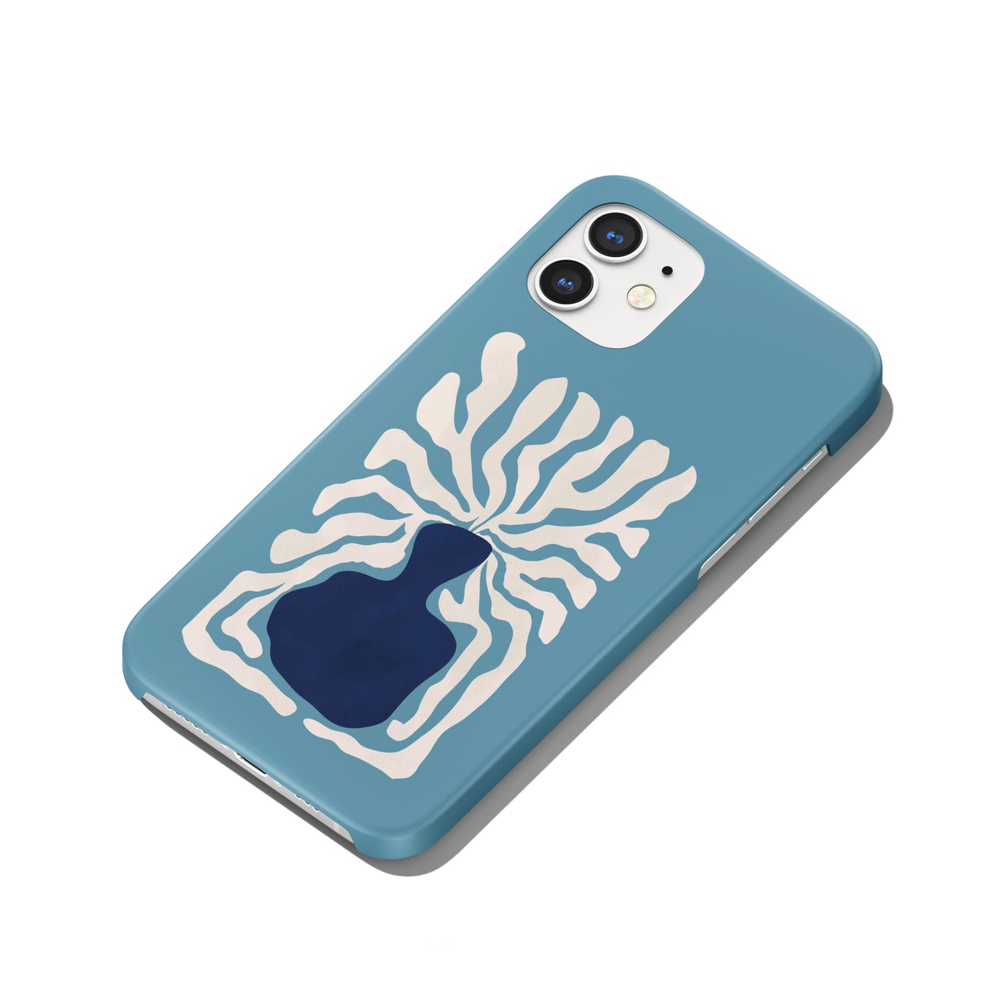 Blue iPhone Case with Minimalist Flower