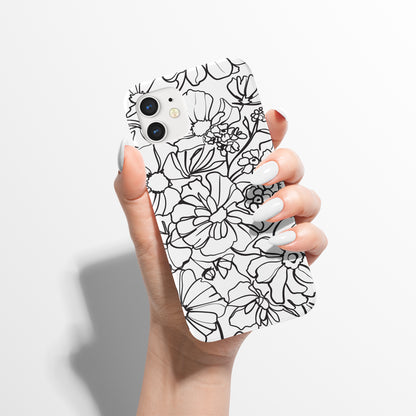 Black&White Floral Line Art iPhone Case