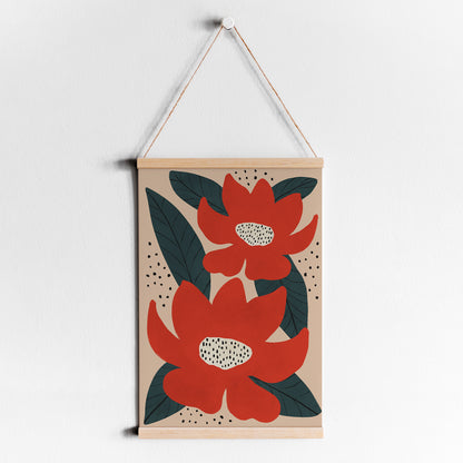Retro Red Flowers Poster