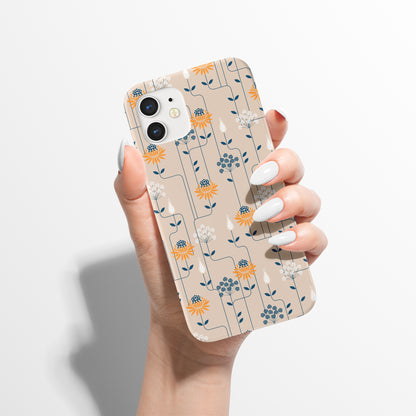 Beige Modern Floral Pattern iPhone Case