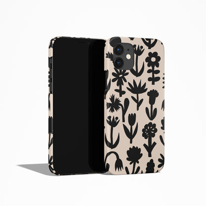 Black Floral Beige iPhone Case